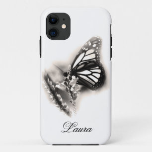 Elegant Personalized Butterfly Black and White iPhone 11 Case