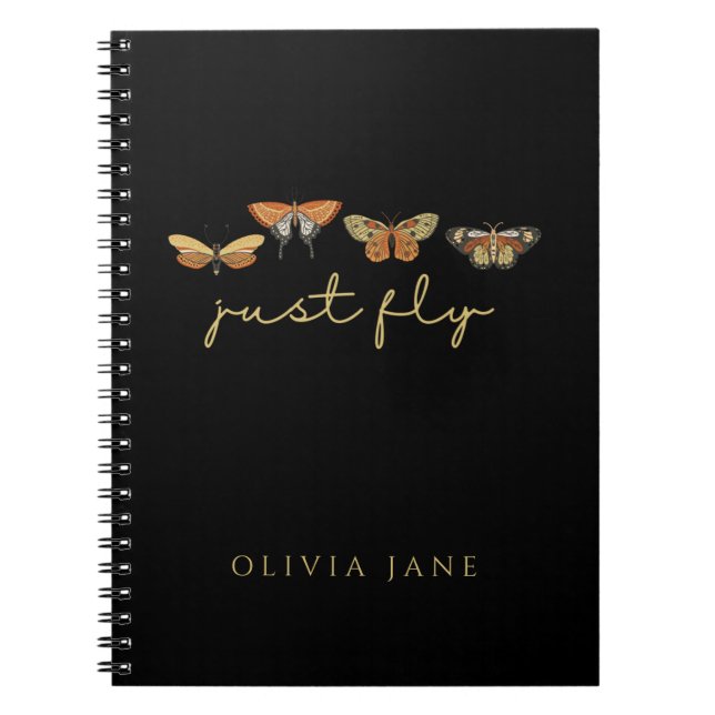 Elegant Personalized Butterfly Spiral Notebook (Front)
