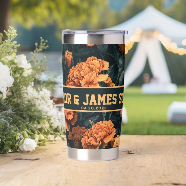 Elegant Personalized Carnation Travel Mug For Than Insulated Tumbler (Wedding)