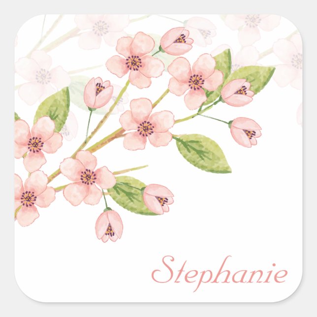 Elegant Personalized Cherry Blossom | Sticker (Front)