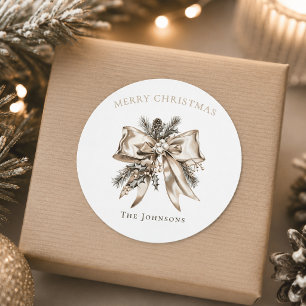 Elegant Personalized Christmas Bow Sticker
