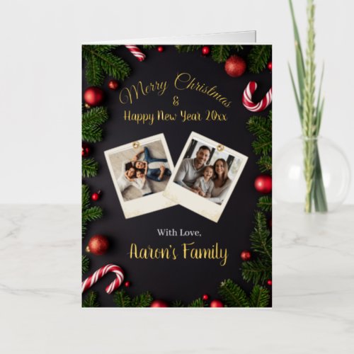 Elegant Personalized Christmas Greeting Gold Card