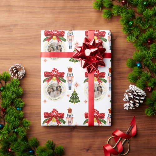Elegant Personalized Christmas Photo Wrapping Paper