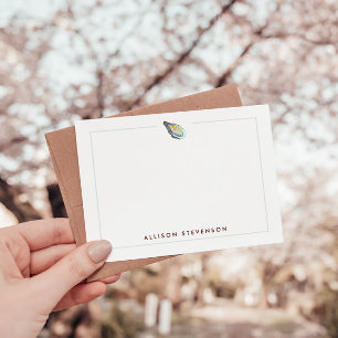 Elegant Personalized Coastal Oyster Watercolor Note Card