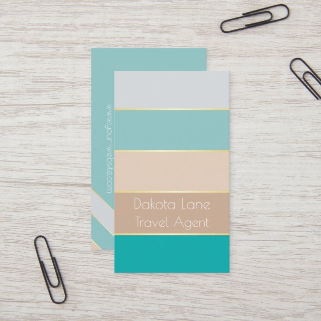 Elegant Personalized Colorblock Business Card (Front/Back In Situ)