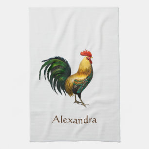 Elegant Personalized Colorful Rooster chicken Bath Kitchen Towel
