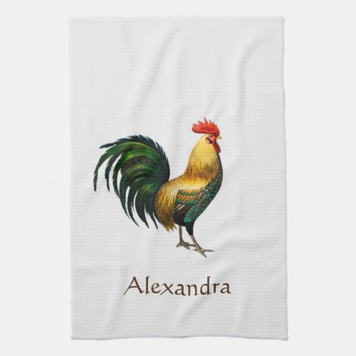 Elegant Personalized Colorful Rooster chicken Bath Kitchen Towel