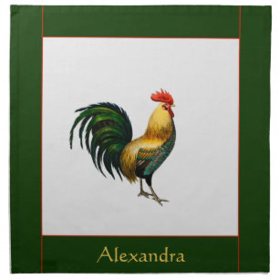 Elegant Personalized Colorful Rooster chicken Cloth Napkin