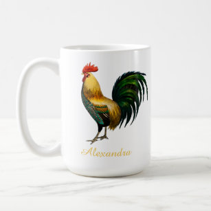 Elegant Personalized Colorful Rooster chicken   Co Coffee Mug