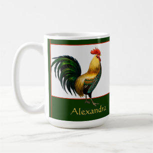 Elegant Personalized Colorful Rooster chicken Coffee Mug