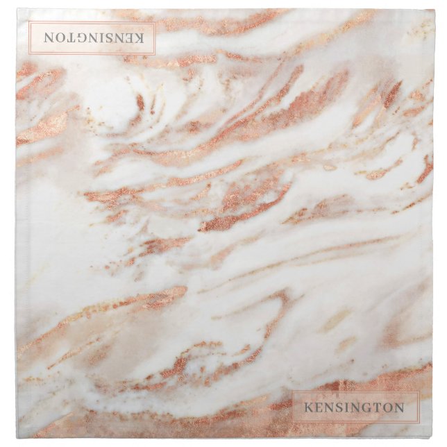 Elegant Personalized Copper Marble Rose Gold Cloth Napkin (Front)