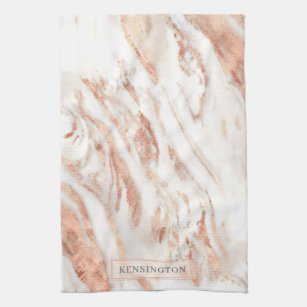 ROSE GOLD BLUSH PINK COPPER GREEN BLACK STRIPS KITCHEN TOWEL, Zazzle in  2023