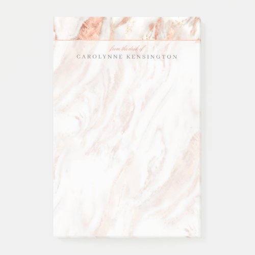 Elegant Personalized Copper Marble Rose Gold Post_it Notes