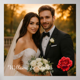 Elegant Personalized Couple Photo Keepsake Rose Poster