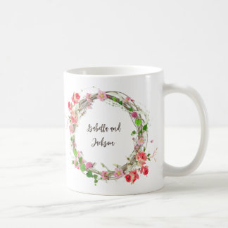 elegant personalized couple/single name floral  coffee mug