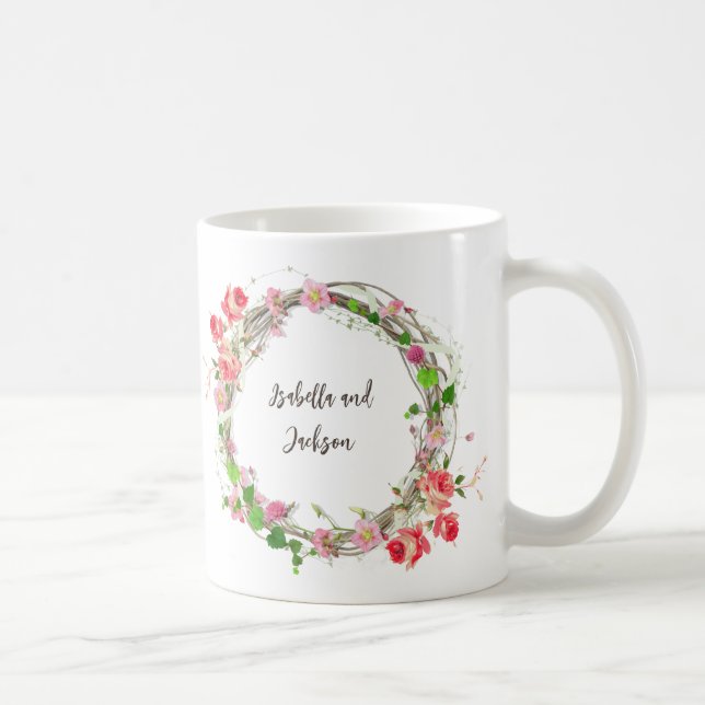 elegant personalized couple/single name floral  coffee mug (Right)
