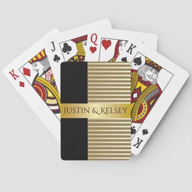 Elegant Personalized Couples Names Poker Cards (Back)