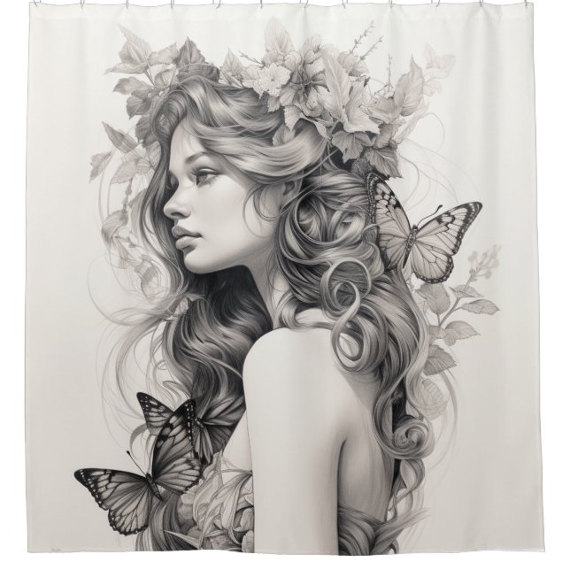 Elegant Personalized Custom Photo Add Your Own Shower Curtain (Front)