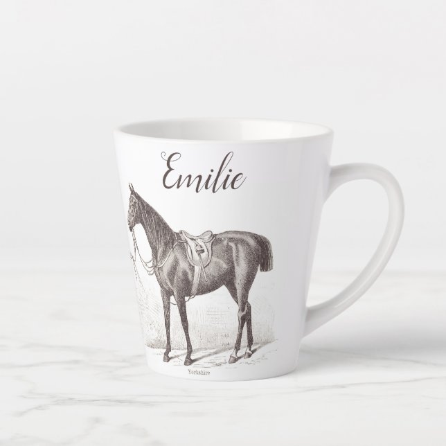 Elegant personalized equestrian antique horse latte mug (Right)