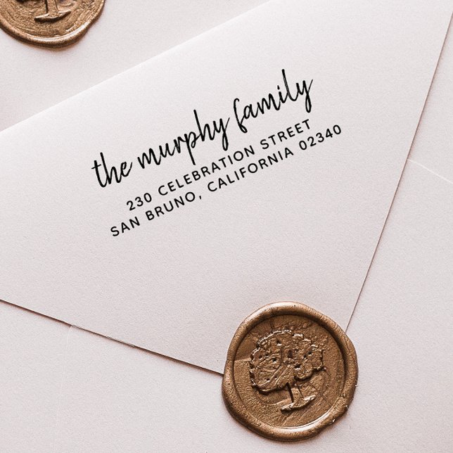 Elegant Personalized Family Name & Return Address Self-inking Stamp (Rubber Stamp Mock-up)