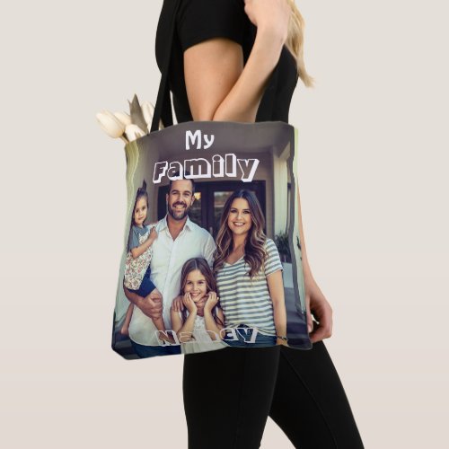 Elegant Personalized Family Photo & Name Tote Bag