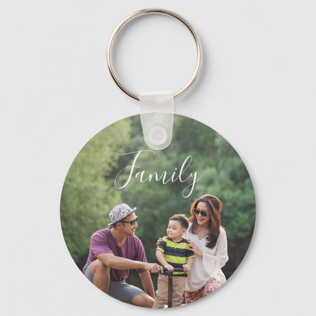 Elegant Personalized Family Two Photo Monogram  Keychain (Front)