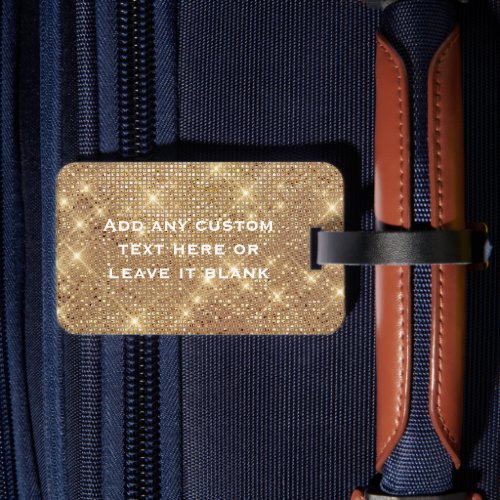 Elegant Personalized Faux Gold Glitter Travel Luggage Tag