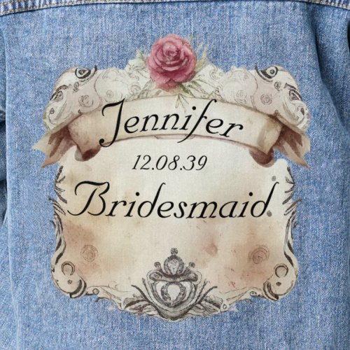 Elegant Personalized Floral Bridesmaids Blue Jean Denim Jacket