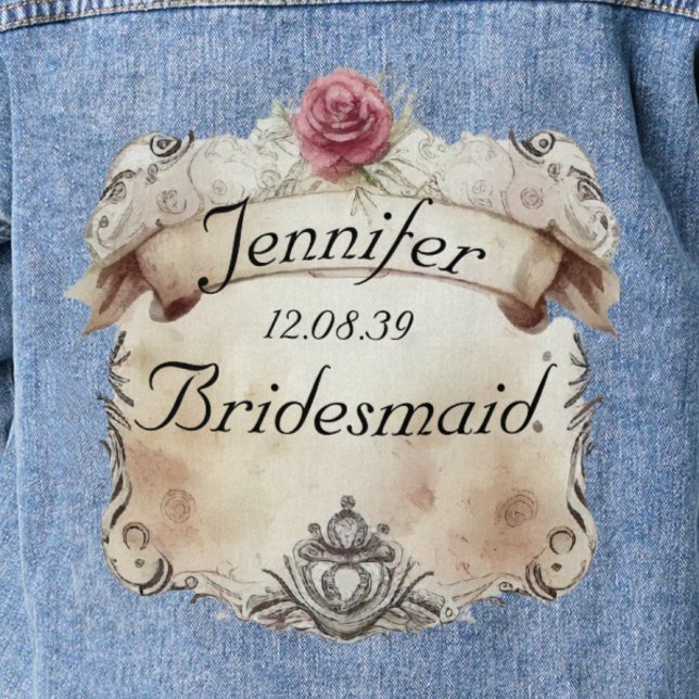 Elegant Personalized Floral Bridesmaids Blue Jean Denim Jacket (Creator Uploaded)