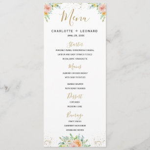 Elegant personalized floral gold Menu template