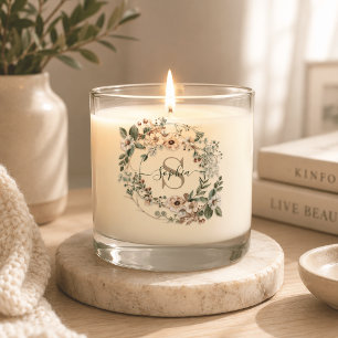 Elegant Personalized Floral Monogram Name Candle
