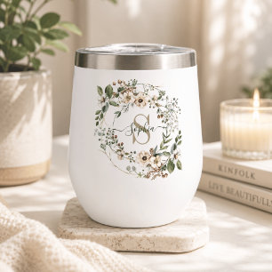 Elegant Personalized Floral Monogram Name Tumbler