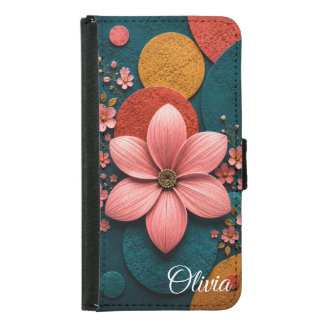 Elegant personalized floral samsung galaxy s5 wallet case