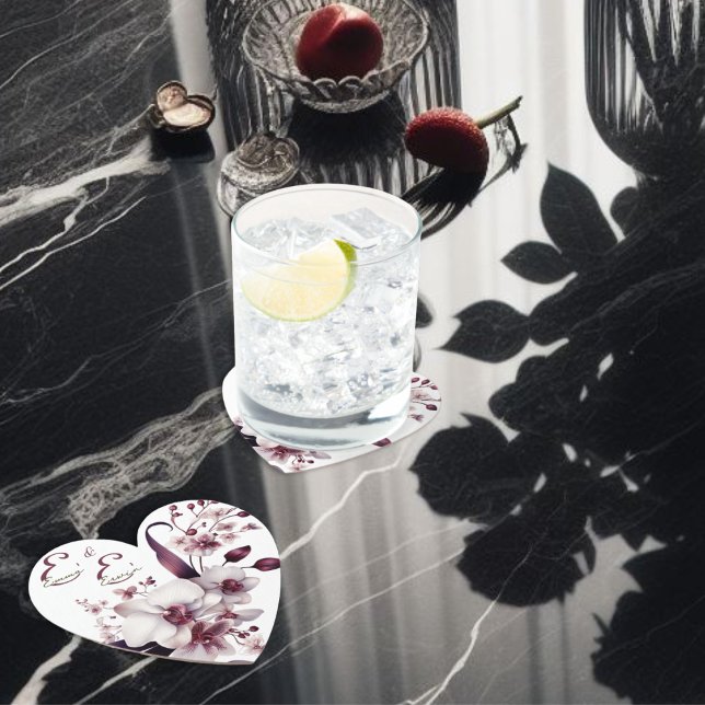 Elegant Personalized Floral Wedding Coaster (Creator Uploaded)