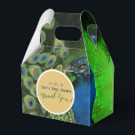 Elegant Personalized Gable Boxes Peacock Feathers<br><div class="desc">Small and dainty gable styled favor boxes with text template fields for you to add your chosen information whether it be for a corporate or personal family event. These favor boxes will fit small mints,  an item of jewellery (if used as gift box) or any other small favor item.</div>