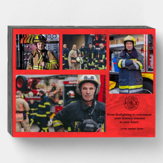 Elegant Personalized Gift for Retiring Firefighter Wooden Box Sign (Front Horizontal)