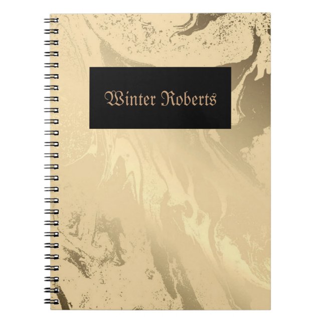 Elegant personalized gold and black notebook (Front)