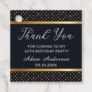 Elegant Personalized Gold&Black 65th Birthday Favor Tags