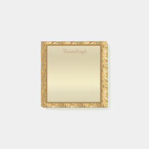 Elegant Personalized Gold Leaves Post It Notes