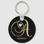 Elegant Personalized Gold Monogrammed Letter A Keychain at Zazzle