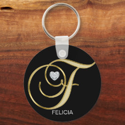 Elegant Personalized Gold Monogrammed Letter F Keychain | Zazzle