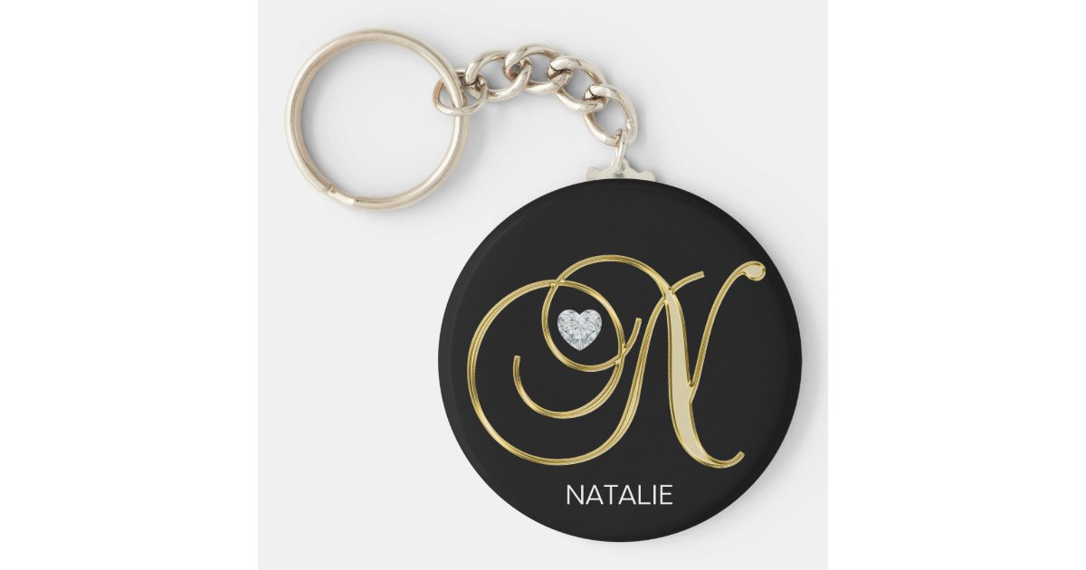 Elegant Personalized Gold Monogrammed Letter N Keychain Zazzle