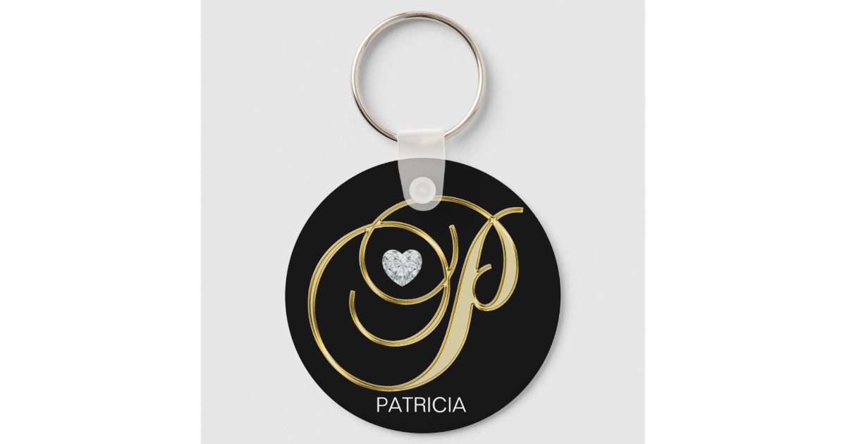 Letter & Initial Keychains Black-Gold