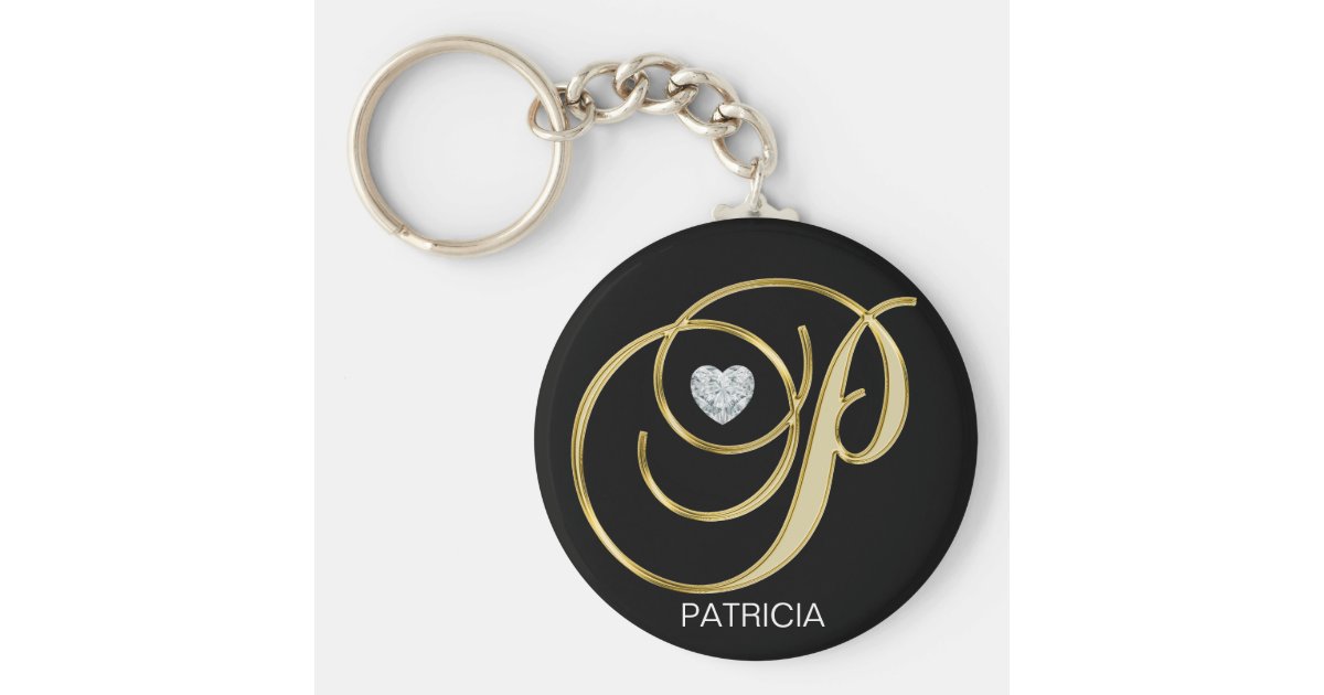 Elegant Personalized Gold Monogrammed Letter P Keychain Zazzle