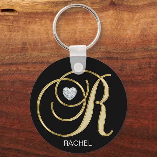 Elegant Personalized Gold Monogrammed Letter R Keychain | Zazzle