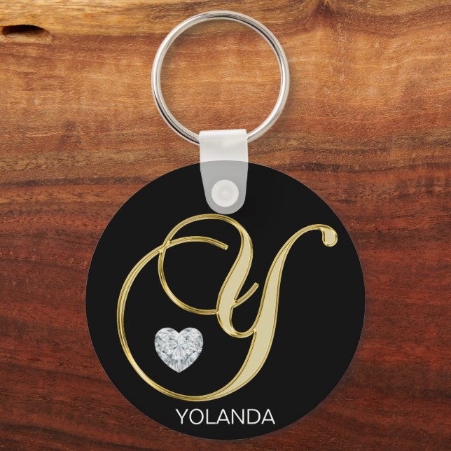 Elegant Personalized Gold Monogrammed Letter Y Keychain Zazzle
