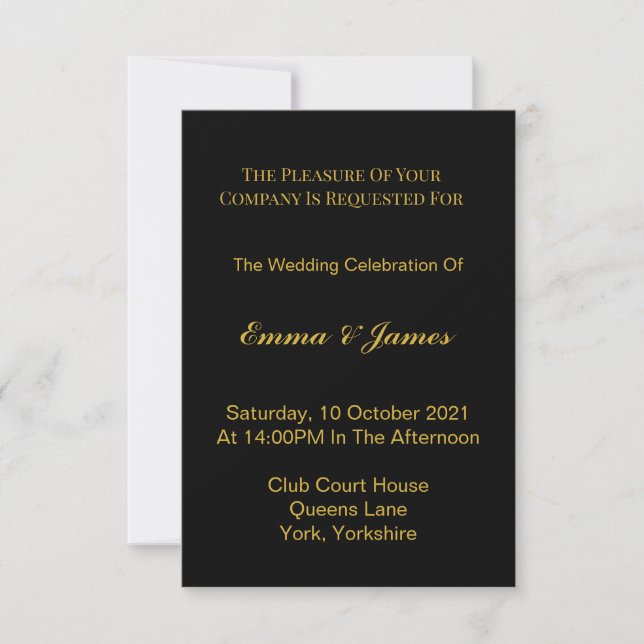 Elegant Personalized Gold Wedding Invitation Card (Front)