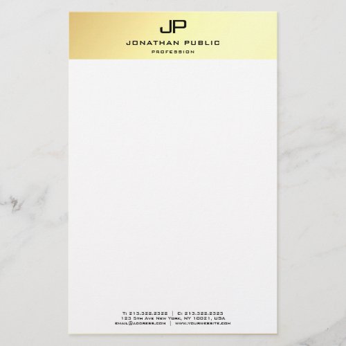 Elegant Personalized Gold White Modern Template Stationery