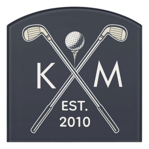 Elegant personalized golf club monogram design door sign