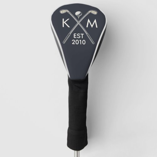 Elegant personalized golf club monogram design golf head cover
